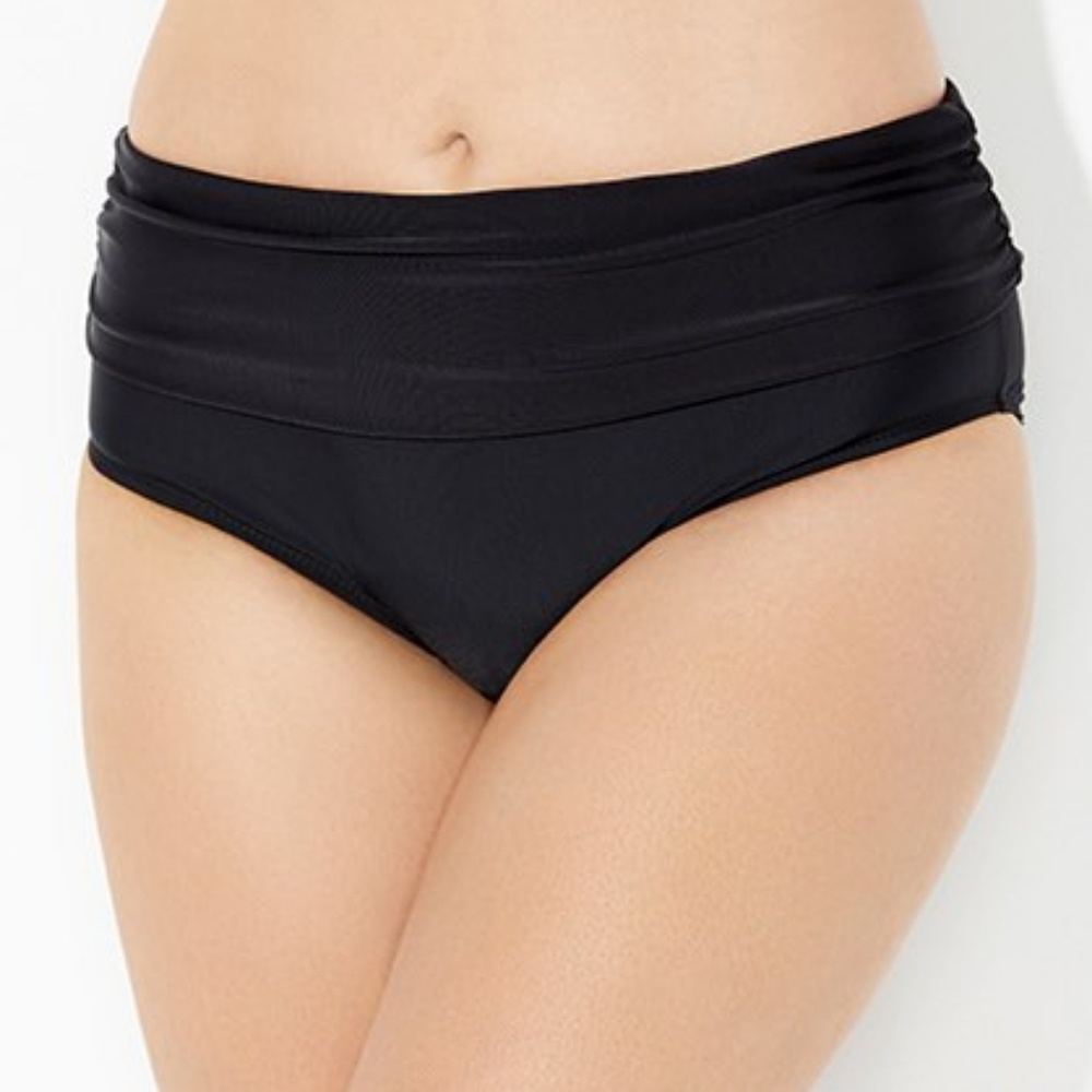Plus Size Black Foldover Bikini Bottom